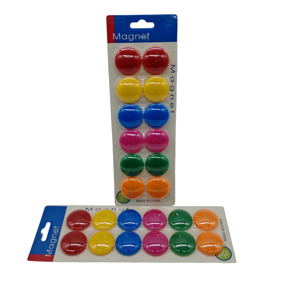 Set 12 Magneți Rotunzi Colorați – 30 mm – 6 Culori Diferite – Vânzare Engros [2]