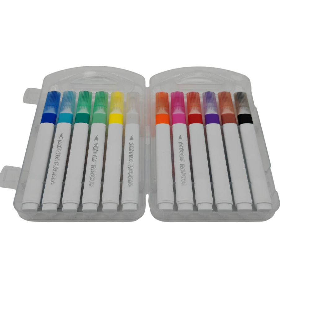 Set 12 Markere Acrilice Premium în Penar de Plastic – Vânzare Engros [2]