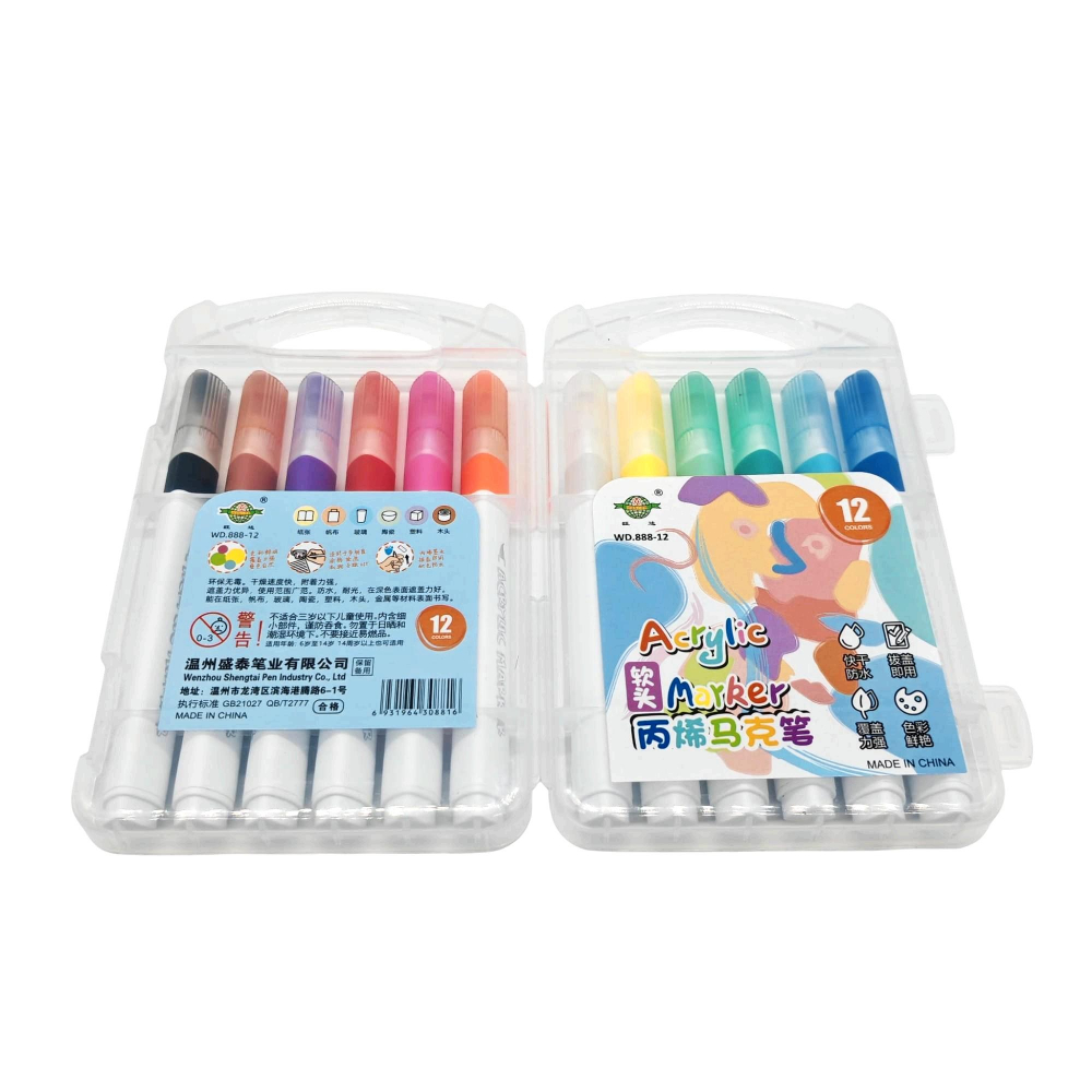 Set 12 Markere Acrilice Premium în Penar de Plastic – Vânzare Engros [4]