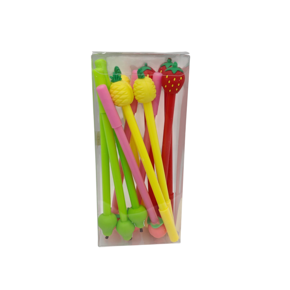 Set 12 Pixuri cu Capac și Figurină Fructe – Culori Diferite – Pentru Copii și Școală [3]