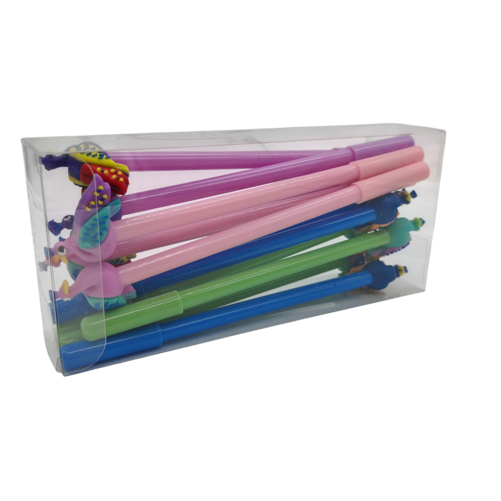 Set 12 Pixuri cu Capac și Figurină Păun – Culori Diferite – Pentru Școală și Birou [2]