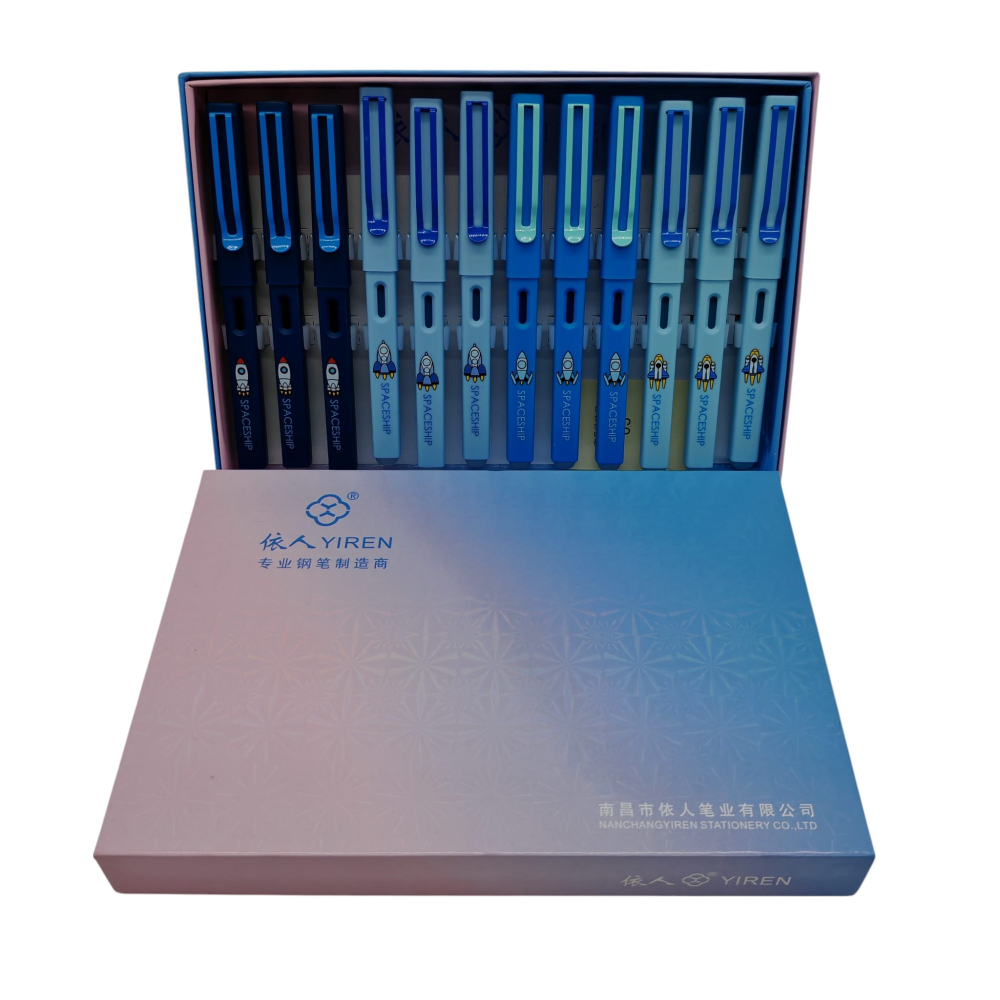 Set 12 Stilouri cu Cerneală Termică și Radieră Yiren – Cod 1100/5075 – Imprimeu Spaceship – Vânzare Engros [2]