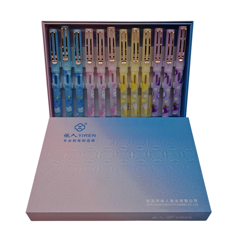 Set 12 Stilouri cu Cerneală Termică și Radieră Yiren – Cod 1105/5075 – Imprimeu Fructe – Vânzare Engros [2]