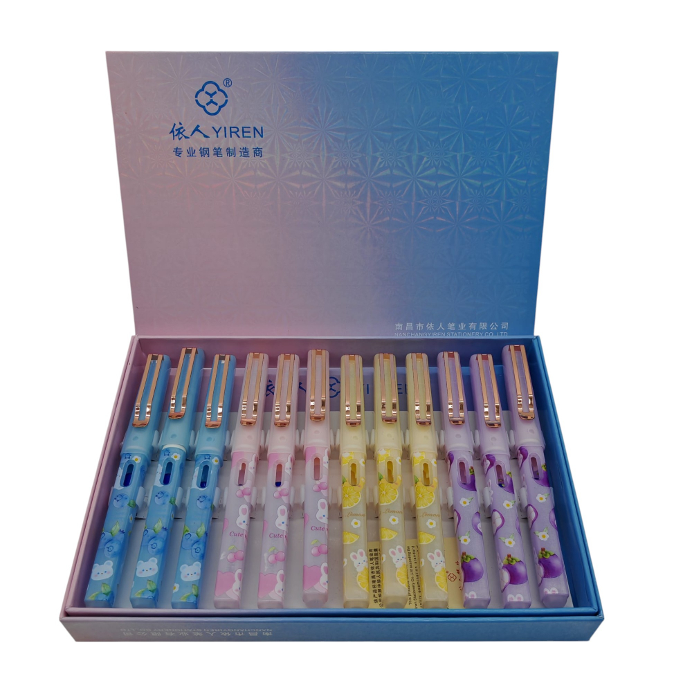 Set 12 Stilouri cu Cerneală Termică și Radieră Yiren – Cod 1105/5075 – Imprimeu Fructe – Vânzare Engros [1]