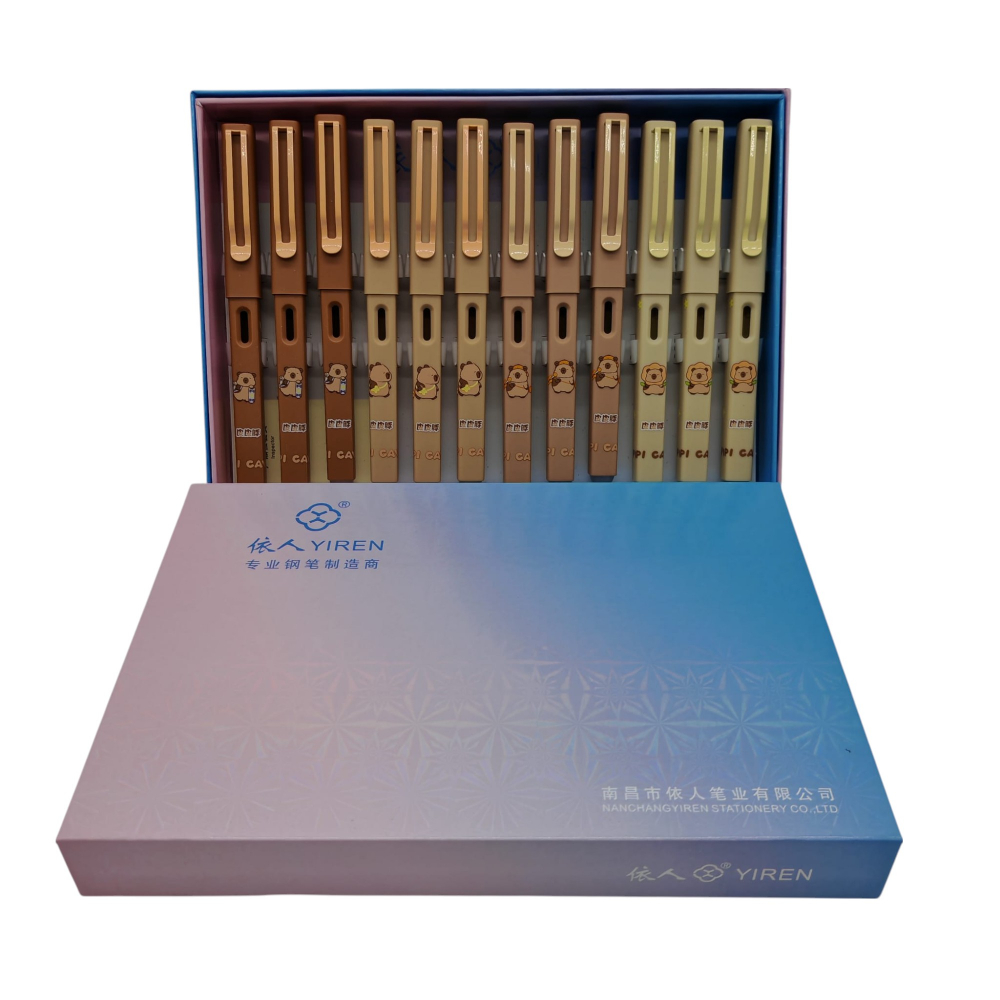 Set 12 Stilouri cu Cerneală Termică și Radieră Yiren – Cod 1109/5075 – Imprimeu Capybara – Vânzare Engros [1]