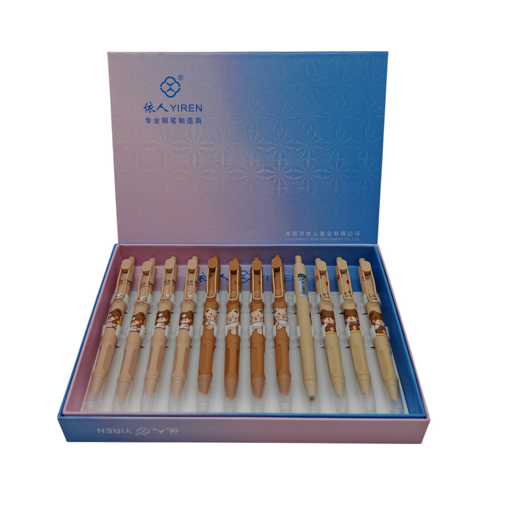 Set 12 Stilouri cu Cerneală Termică și Radieră Yiren – Cod 5011 – Imprimeu cu Ursuleți – Vânzare Engros [2]