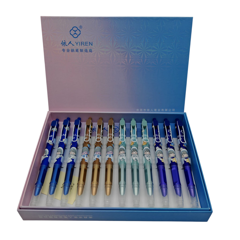 Set 12 Stilouri cu Cerneală Termică și Radieră Yiren – Cod 5012/7076 – Imprimeu Astronauți – Vânzare Engros [1]
