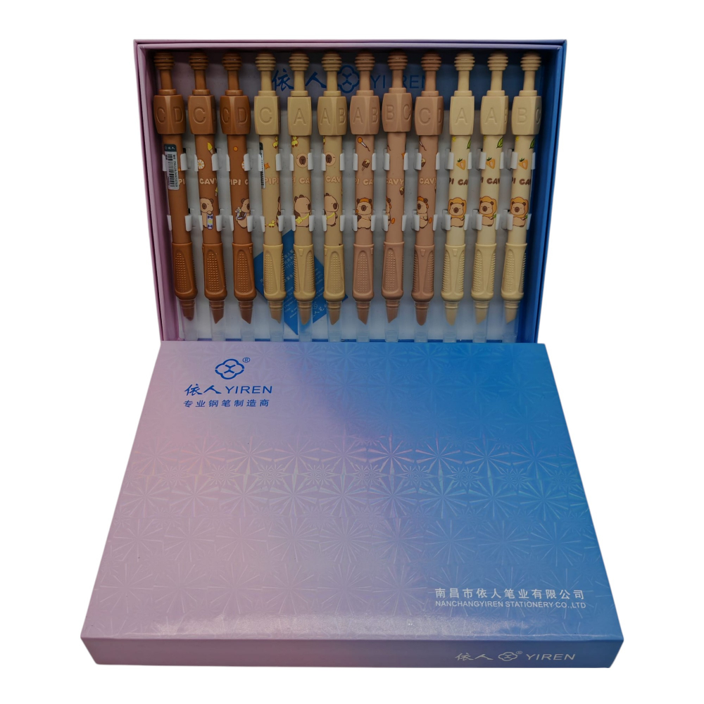 Set 12 Stilouri cu Cerneală Termică și Radieră Yiren – Cod 5086 – Imprimeu Capybara – Vânzare Engros [1]