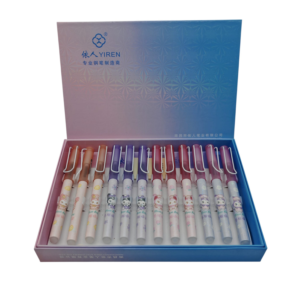 Set 12 Stilouri cu Cerneală Termică și Radieră Yiren – Cod 7065/7076 – Imprimeu Sanrio – Vânzare Engros [2]