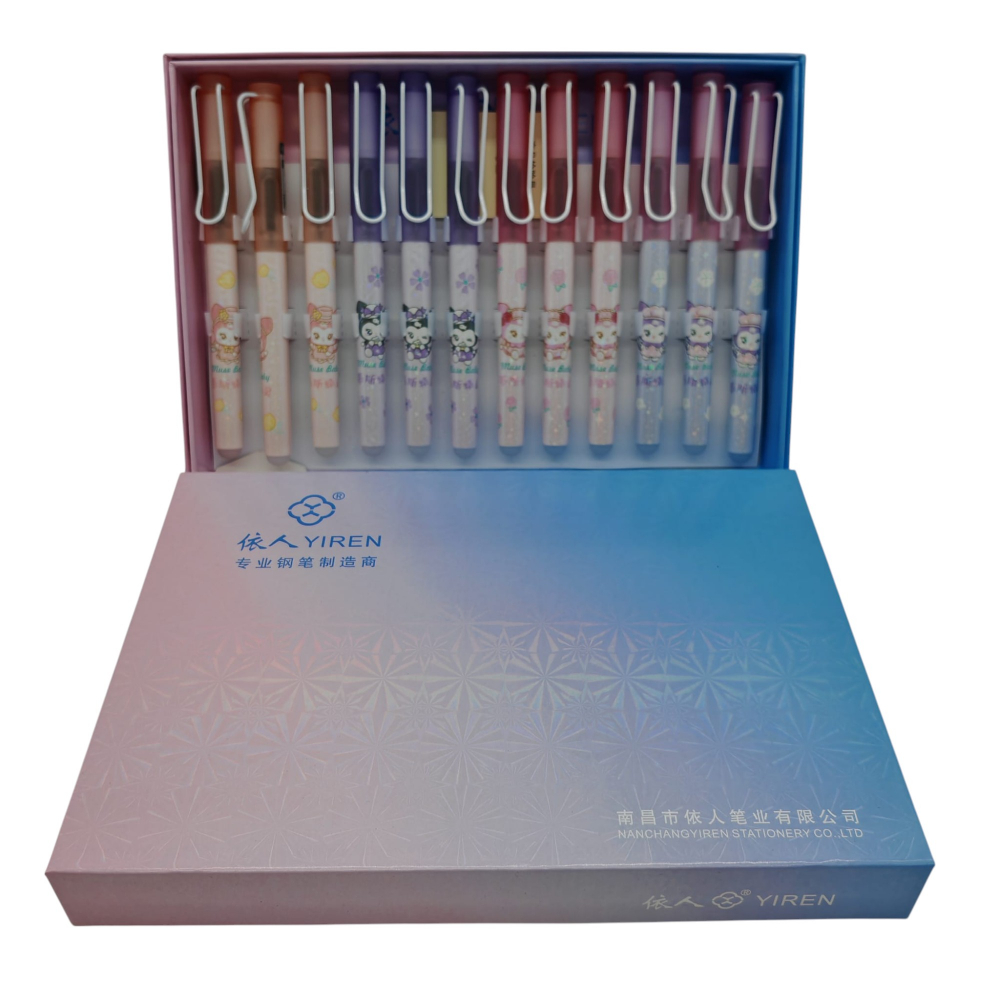 Set 12 Stilouri cu Cerneală Termică și Radieră Yiren – Cod 7065/7076 – Imprimeu Sanrio – Vânzare Engros [1]