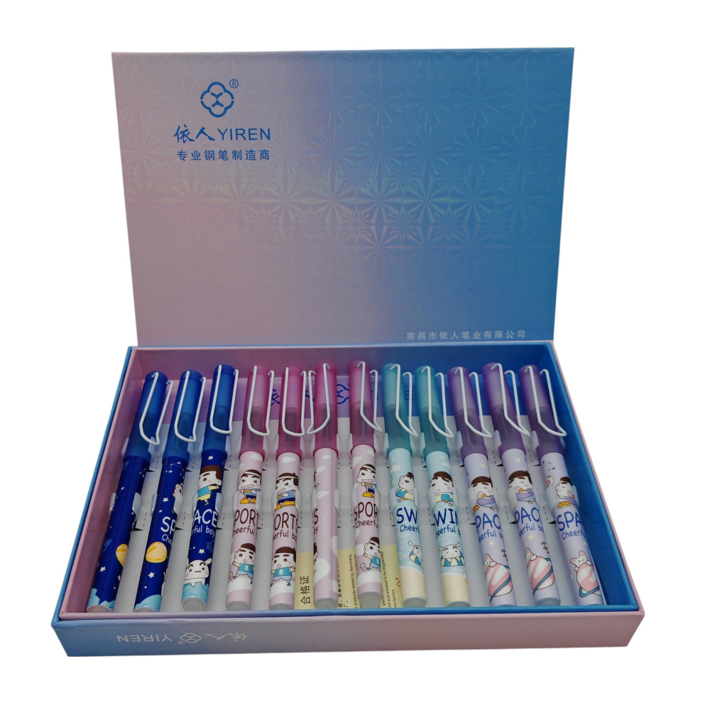 Set 12 Stilouri cu Cerneală Termică și Radieră Yiren – Cod 7079/7076 – Imprimeu Personaje Animate – Vânzare Engros [1]