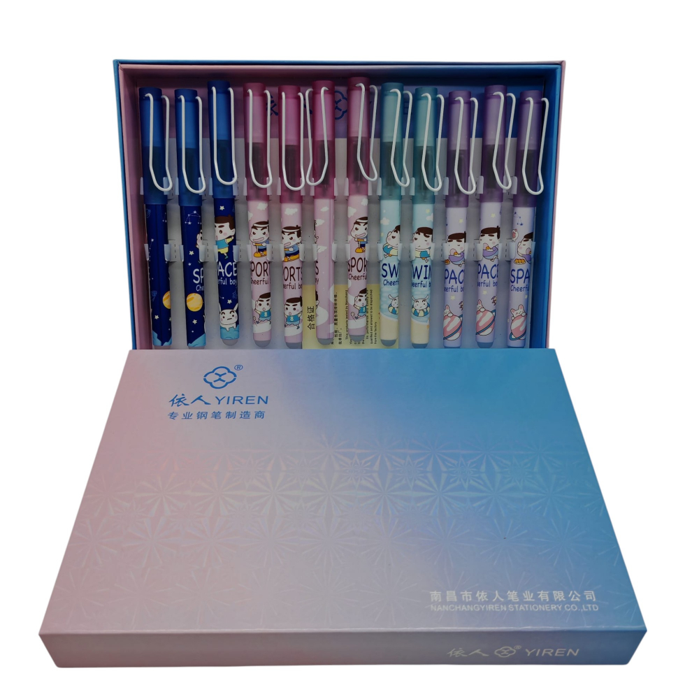 Set 12 Stilouri cu Cerneală Termică și Radieră Yiren – Cod 7079/7076 – Imprimeu Personaje Animate – Vânzare Engros [2]