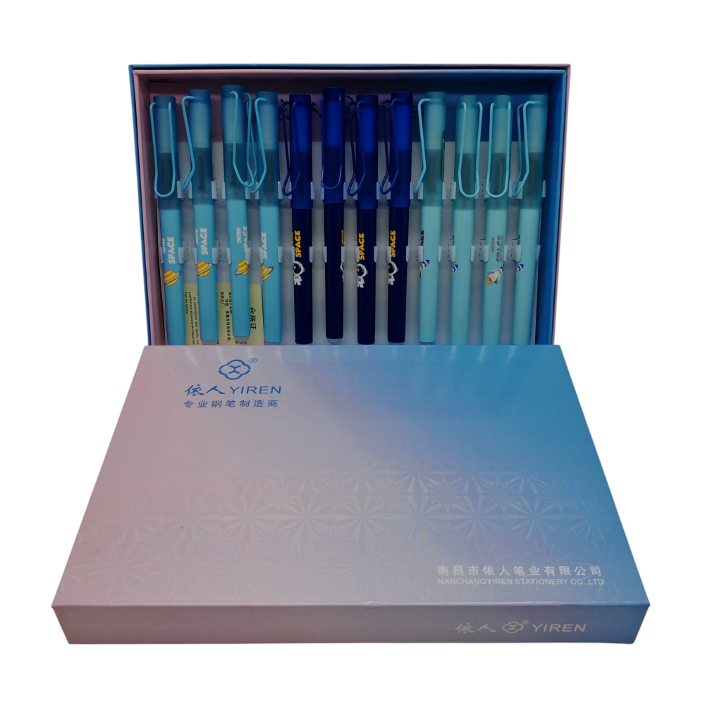Set 12 Stilouri cu Cerneală Termică și Radieră Yiren – Cod 7085/7076 – Imprimeu Space – Vânzare Engros [2]