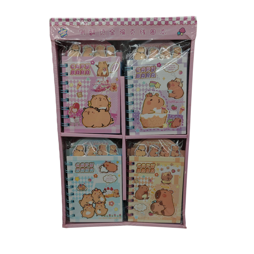 Set 24 Carnetele cu Personaje Capybara – 4 Modele Asortate (6 buc./model) – Vânzare Engros [1]