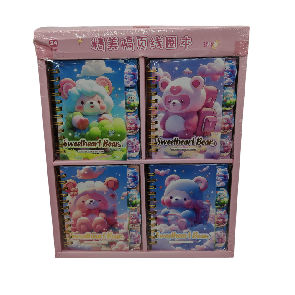 Set 24 Carnetele cu Personajul Sweetheart Bear – 4 Modele Asortate (6 buc./model) – Vânzare Engros [1]