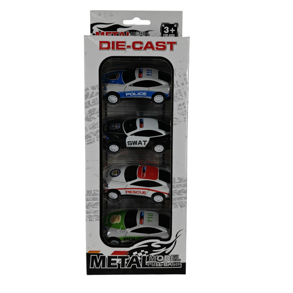 Set 4 Mașinuțe de Poliție Metalice pentru Copii 3+ Ani – Vânzare Engros [1]