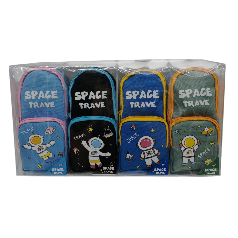 Set 6 Penare Școlare cu Astronauți – 2 Compartimente, Culori Asortate – Vânzare Engros [1]