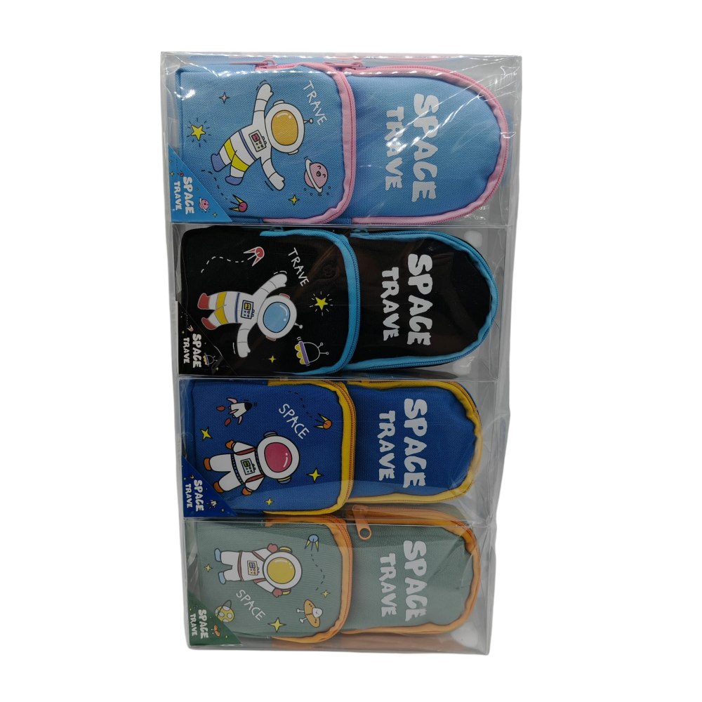 Set 6 Penare Școlare cu Astronauți – 2 Compartimente, Culori Asortate – Vânzare Engros [3]