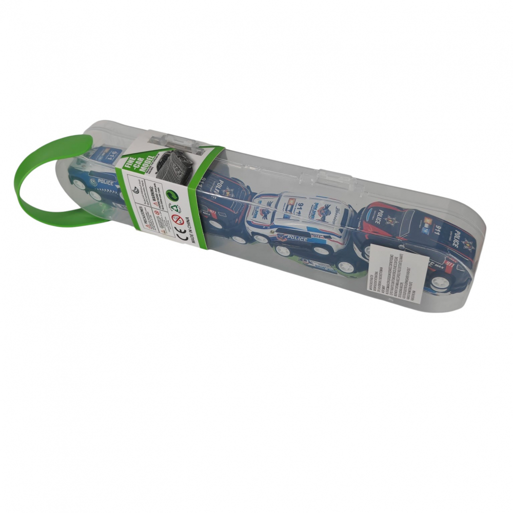 Set 8 Mașini de Poliție Colorate în Penar de Plastic – Pentru Copii 3+ Ani – Vânzare Engros [2]