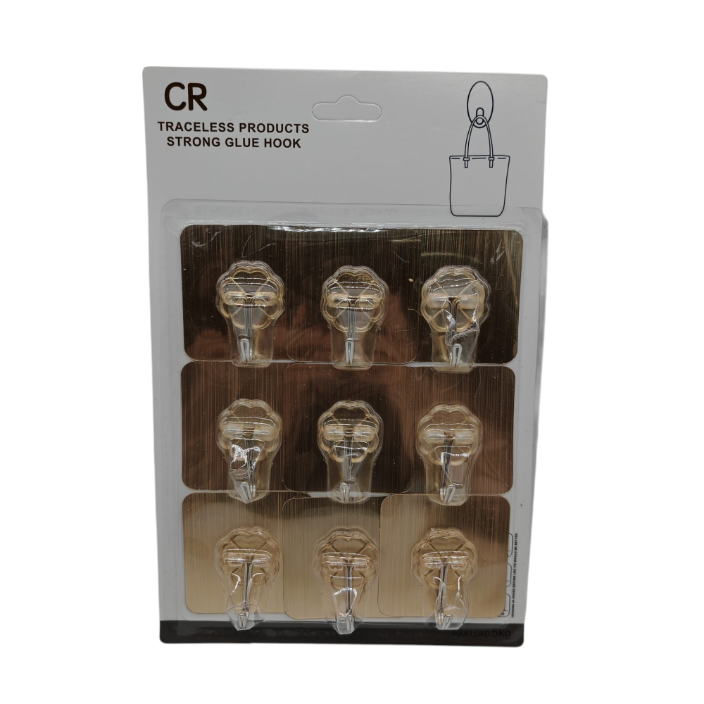 Set 9 Cârlige Adezive Metalice Universale – Suportă până la 5 kg – Vânzare Engros [1]