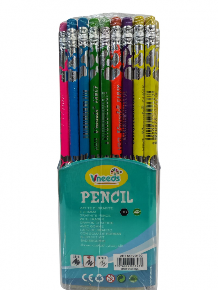 Set 90 Creioane HB cu Radieră Vneeds – Premium, Rotunde, Culori Asortate - Engros [2]