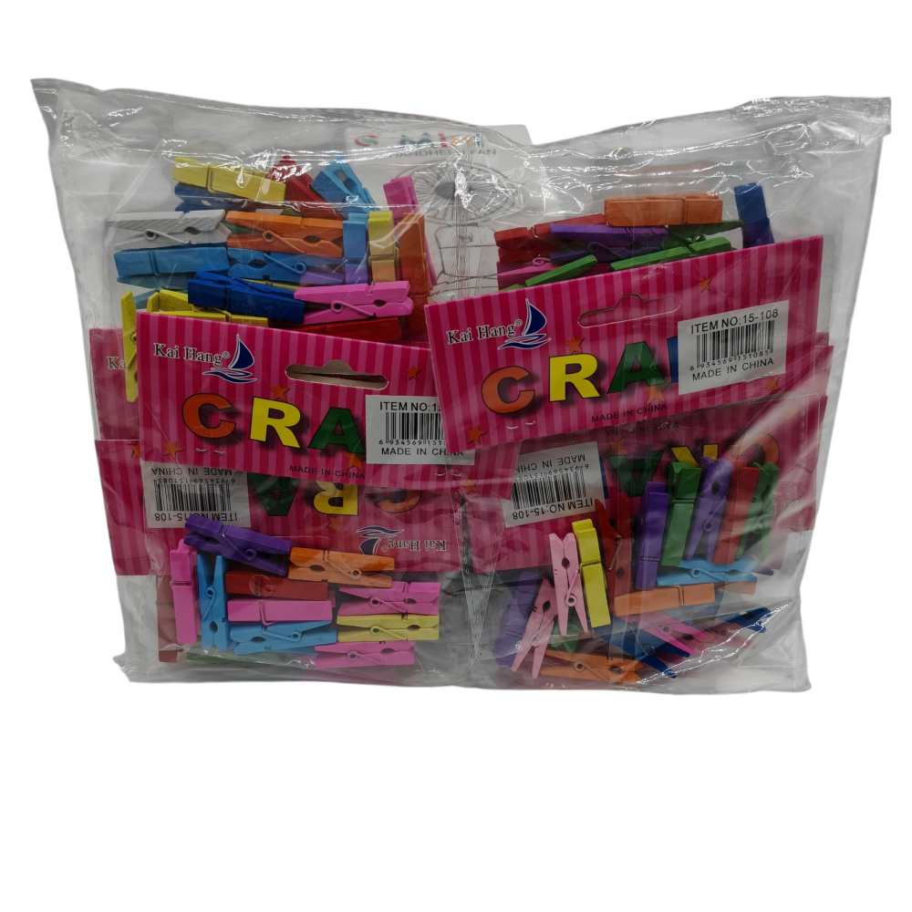 Set Accesorii pentru Creație și Lucru Manual – Clești din Lemn Diverse Culori – 12 Pungi/Set – Vânzare Engros [2]