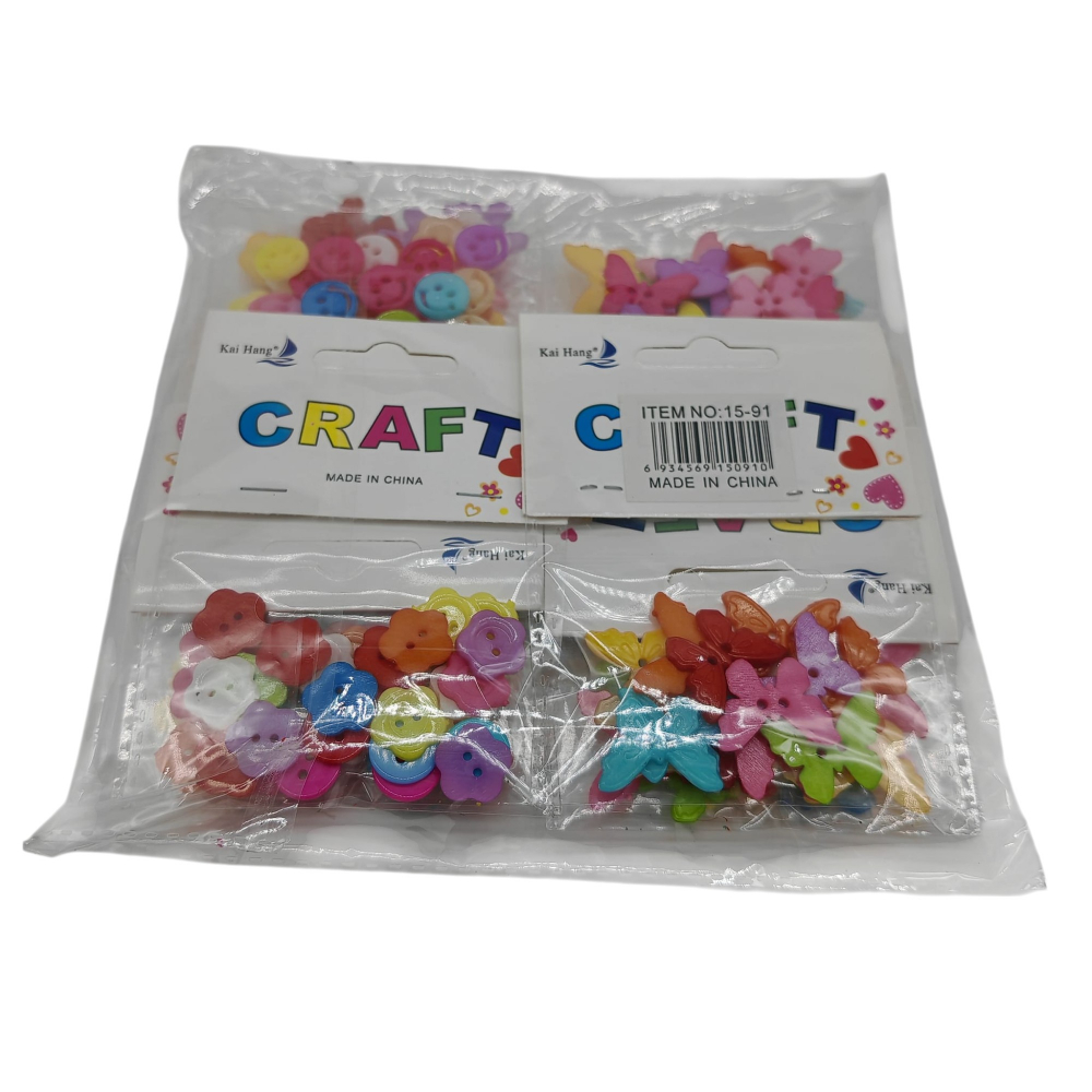 Set Accesorii pentru Creație și Lucru Manual – Fluturi, Flori și Fețe Zâmbitoare – 12 Bucăți/Set – Vânzare Engros [2]