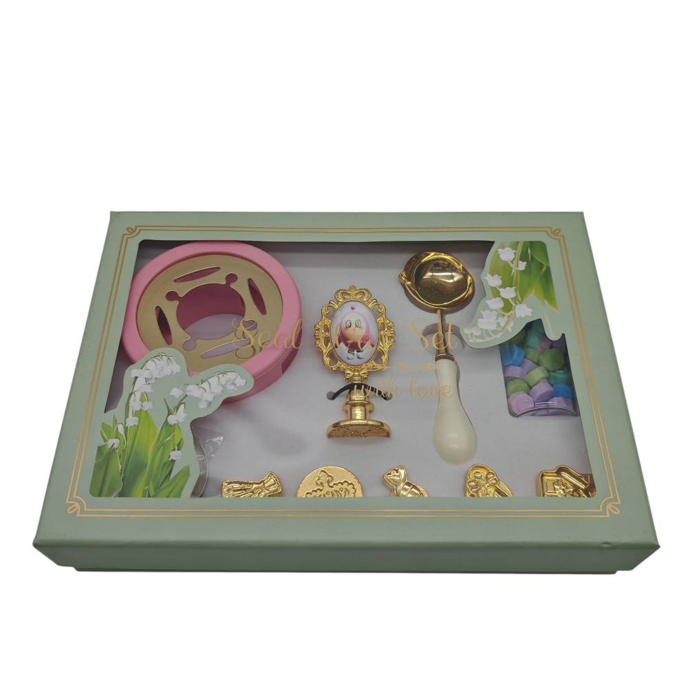 Set Sigiliu cu Ceară Colorată – Pastile + Ustensile + Ștampilă cu Cap Schimbabil – Cutie Cadou din Carton – Vânzare Angro [2]