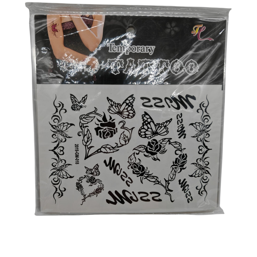 Set Tatuaje Temporare – Modele cu Trandafiri și Fluturi – 12 Bucăți/Set – Vânzare Angro [1]