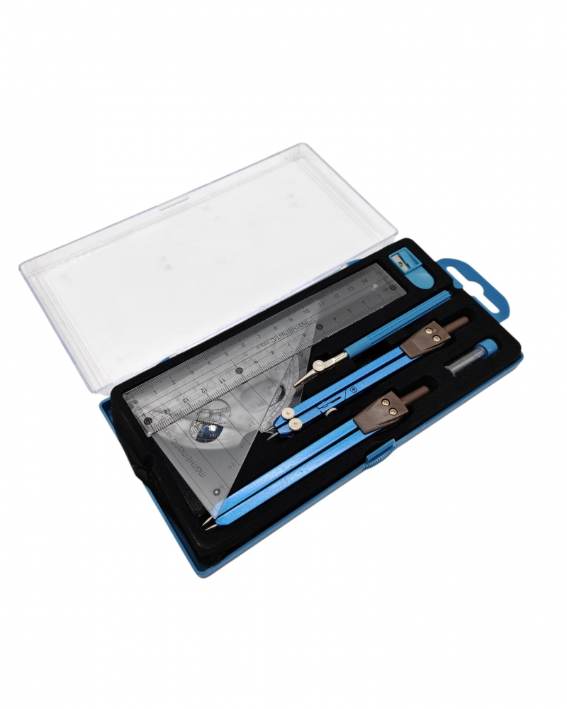 Set Trusă de Geometrie Completă în Penar de Plastic – 4 Culori Asortate – Vânzare Engros [4]