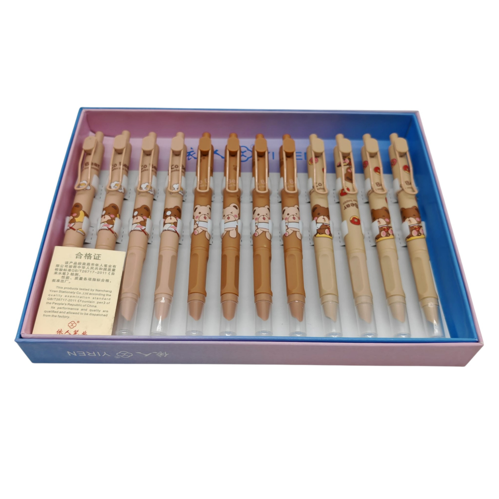 Stilou cu Click și Rezerve Colorate Yiren – 12 Bucăți/Cutie Premium – Vânzare Angro [2]