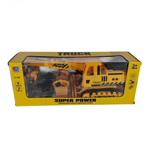 Jucarii in aer liber angro - Macara Electrica Super Power Truck - Scară 1:18, cu Mișcări Realiste și Design Robust - Vânzare Engros