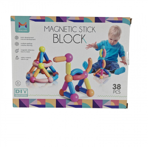 Jucarii constructii angro - Joc de Construit Magnetic - Magnetic Stick - 38 Piese, Pentru Copii 3+ Ani - Vânzare Engros