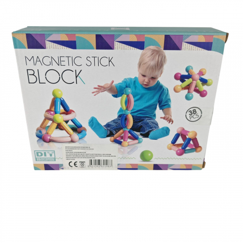 Joc de Construit Magnetic - Magnetic Stick - 38 Piese, Pentru Copii 3+ Ani - Vânzare Engros [1]