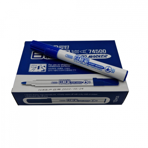 Instrumente de scris angro - Marker Tabla Aihao cu Vârf Bullet Point, Culoare Albastră - Set 12 Bucăți - Vânzare Engros