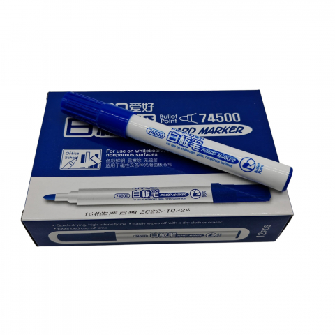 Marker Tabla Aihao cu Vârf Bullet Point, Culoare Albastră - Set 12 Bucăți - Vânzare Engros [2]