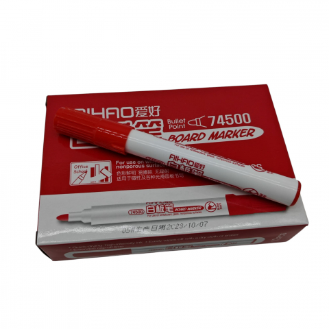 Marker Tabla Aihao cu Vârf Bullet Point, Culoare Rosie - Set 12 Bucăți - Vânzare Engros [1]