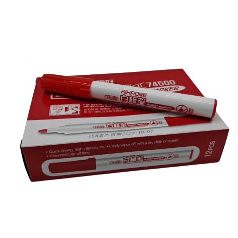 Marker Tabla Aihao cu Vârf Bullet Point, Culoare Rosie - Set 12 Bucăți - Vânzare Engros [3]
