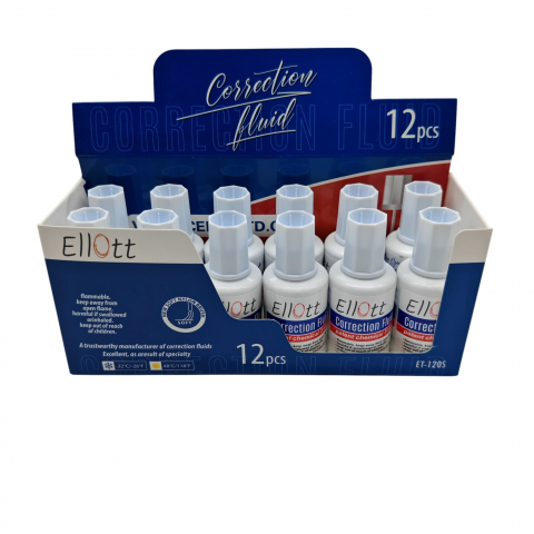 Articole pentru birou angro - Pastă Corectoare Lichidă Ellott – Set 12 Bucăți – Vânzare Engros