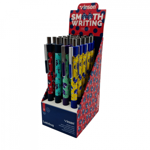 Instrumente de scris angro - Pix Mecanic Inson Ladybug cu Gel și Cauciuc Antiderapant – Set 24 Bucăți – Vânzare Engros