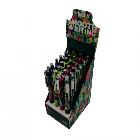 Instrumente de scris angro - Pix Mecanic Inson Tropical cu Gel și Cauciuc Antiderapant – Set 24 Bucăți – 4 Culori – Vânzare Engros