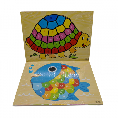 Puzzle Lemn cu Forme de Animale – Cocos, Bufniță, Pește, Țestoasă – Vânzare Engros [2]