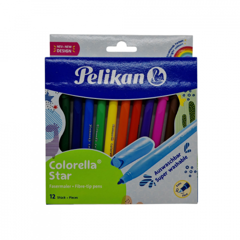 Articole pictura si desen angro - Set 12 Carioci Colorate cu Vârf Subțire Pelikan - Vânzare Angro