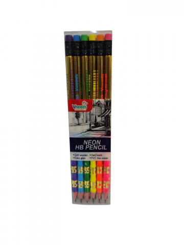 Instrumente de scris angro - Set 12 Creioane HB cu Radieră Vneeds - Premium, Mina de Grafit, Culori Asortate - Vânzare Engros