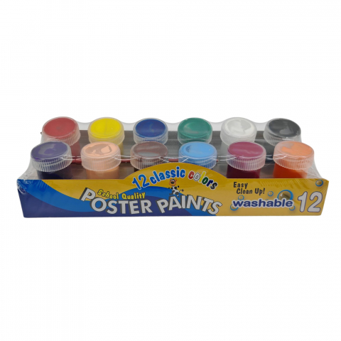 Articole pictura si desen angro - Set 12 Culori Tempera Ușor de Șters + Pensulă - Vânzare Angro