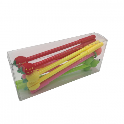 Set 12 Pixuri cu Capac și Figurină Fructe - Culori Diferite - Pentru Copii și Școală [1]