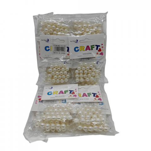 Papetarie, Birotica si Rechizite Angro - Set 12 Pungi cu Mărgele Albe Imitație Perlă – Accesorii DIY – Vânzare Engros