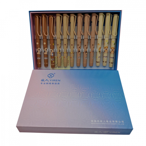 Instrumente de scris angro - Set 12 Stilouri cu Cerneală Termică și Radieră Yiren – Cod 7075/7076 – Imprimeu Capybara – Vânzare Engros
