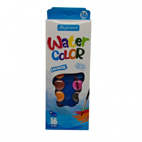 Articole pictura si desen angro - Set 16 Culori Tempera Boyixuan + Pensulă – Vânzare Angro