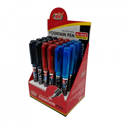 Set 24 Stilouri Igle cu Rezervă – Model 1001B – Cerneală Albastră, Vârf Subțire, 3 Culori Corp – Vânzare Engros [2]